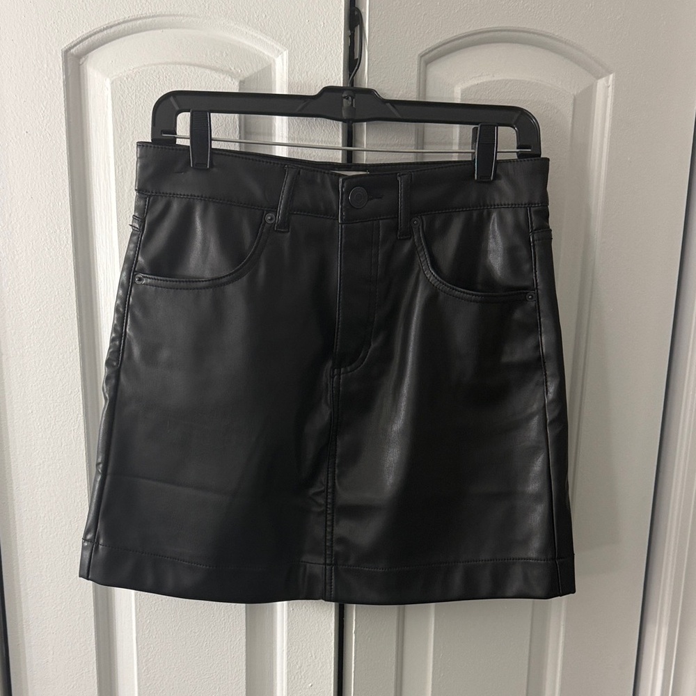 Jordache Black Faux Leather Mini Skirt